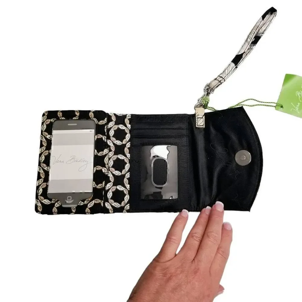 Vera Bradley NEW! Set of Two Black & White Wristlet & Clip Zip ID Holder Bags